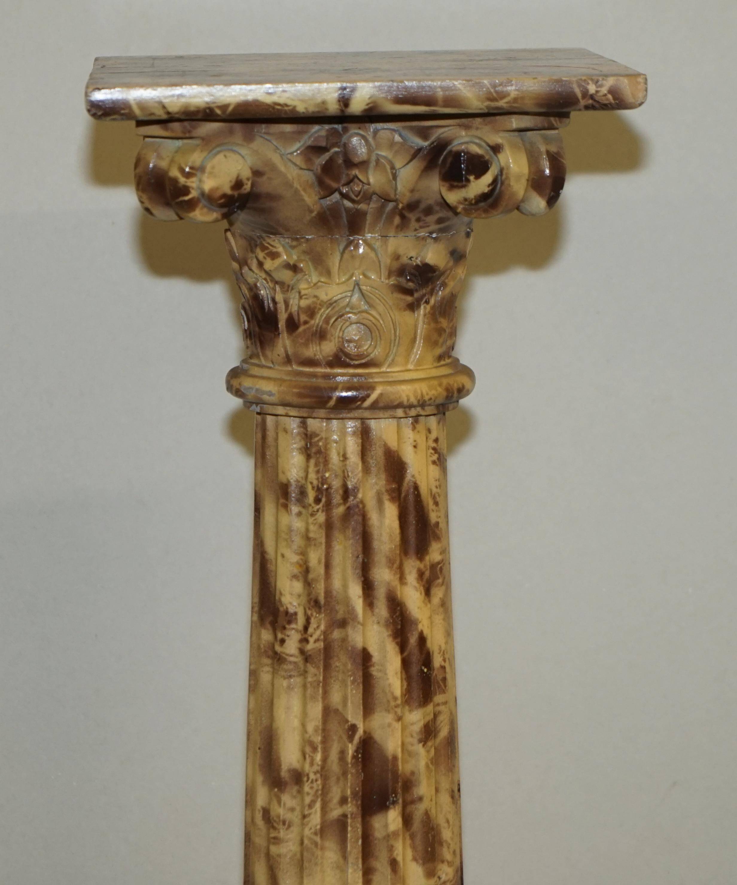 Pair of hand-carved Corinthian pillar bases