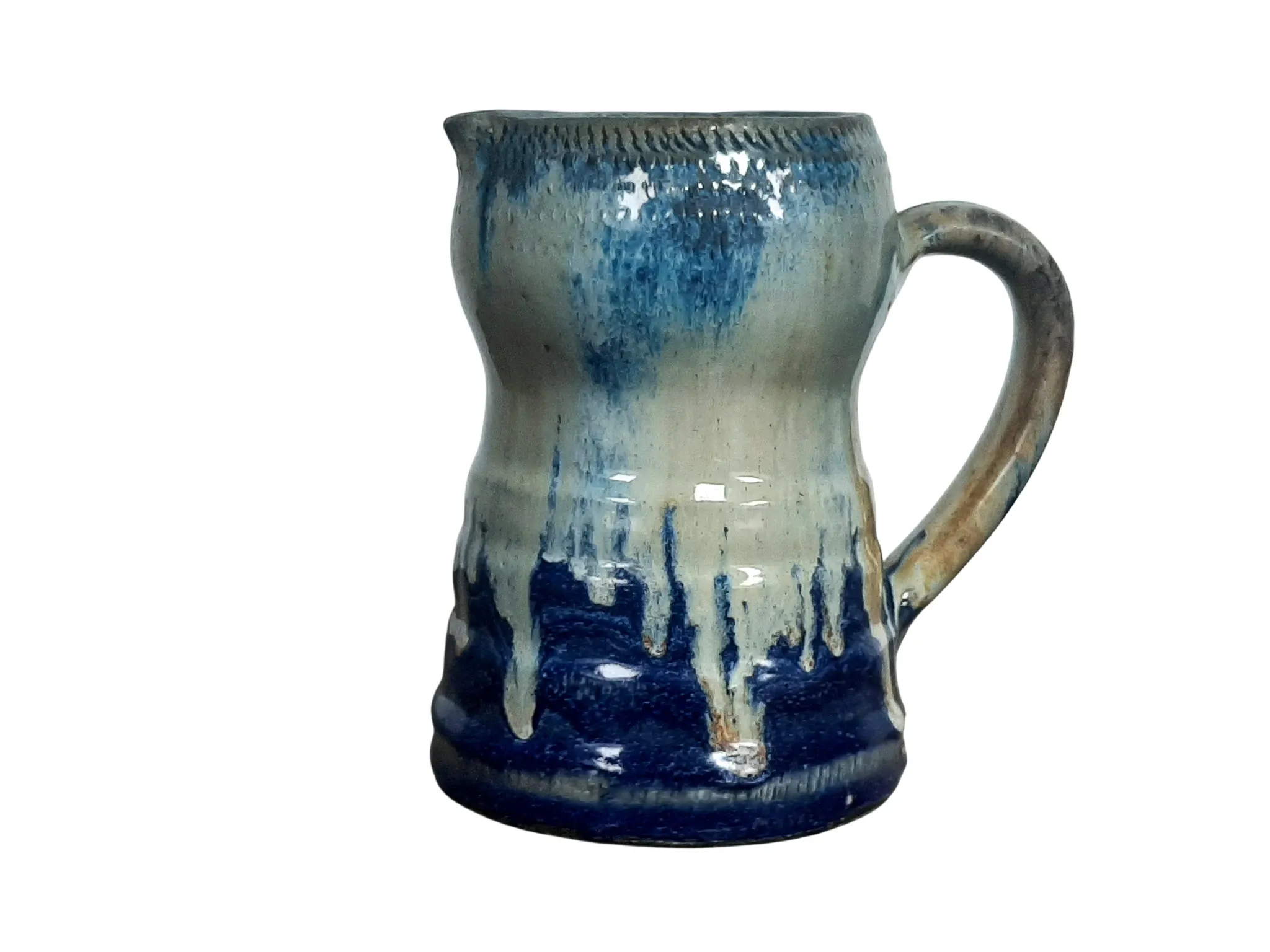 Blue flamed stoneware jug