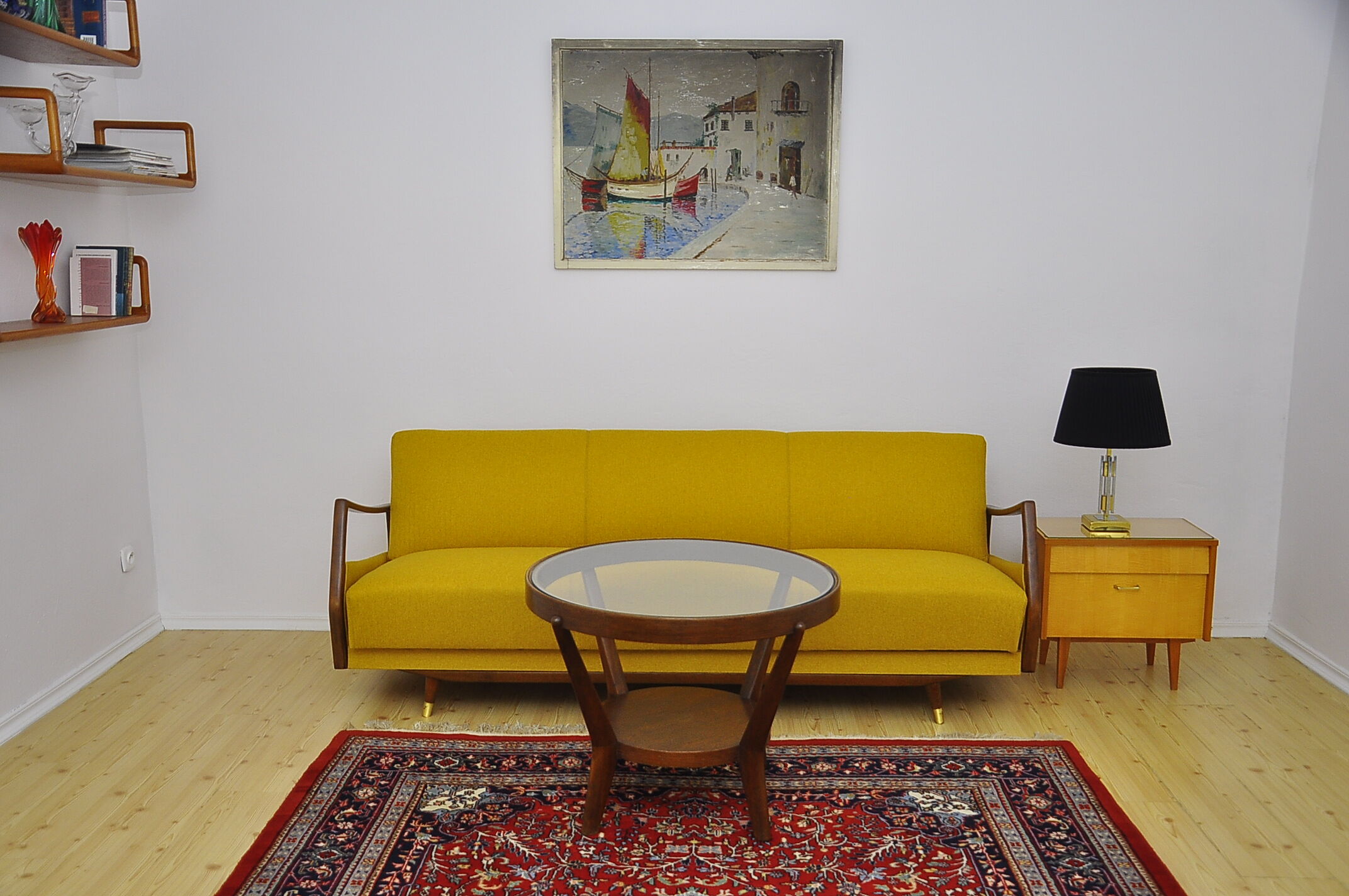 Daybed Sofa with fold-out function, 1950s