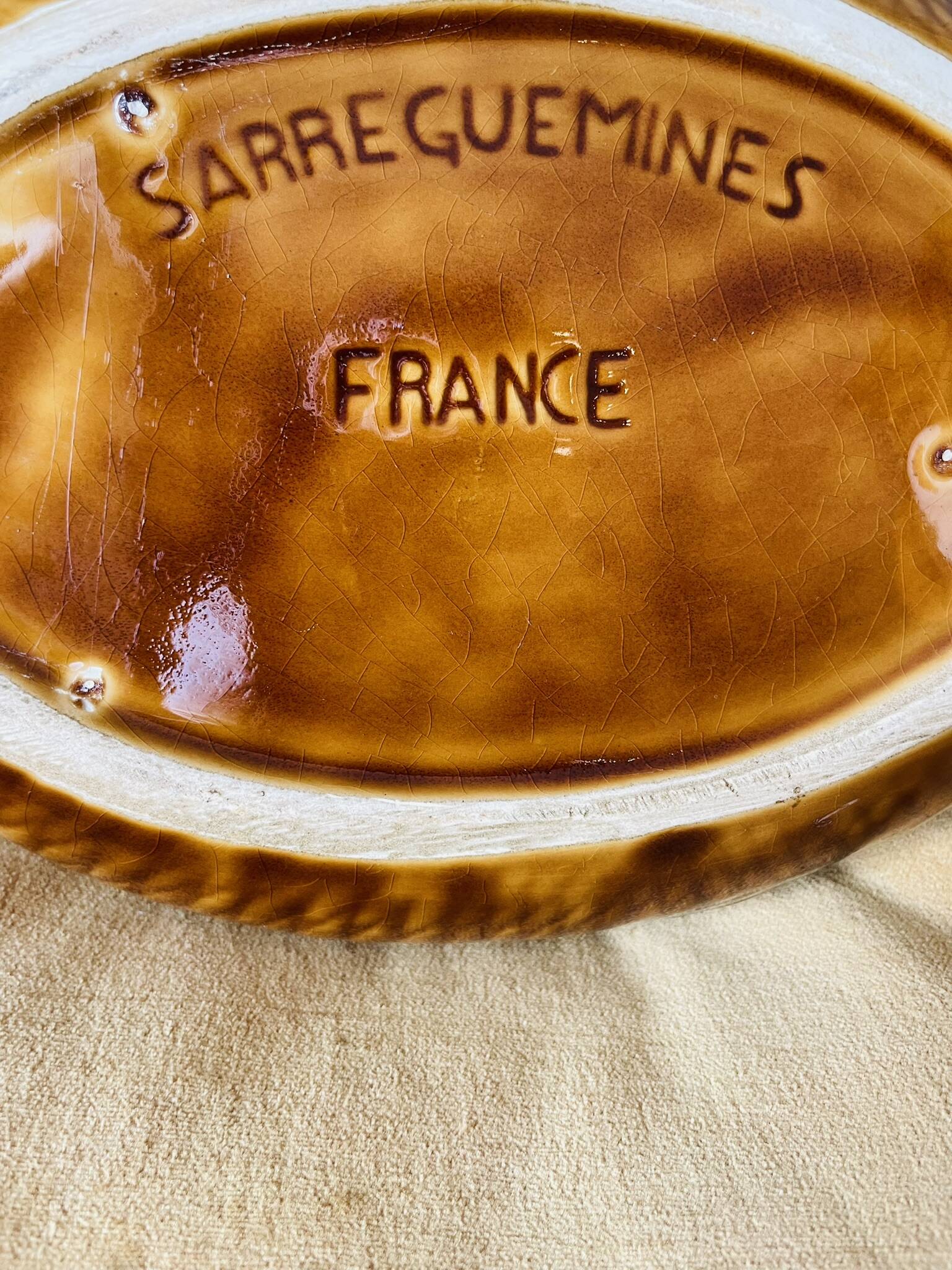 Sarreguemines earthenware fish tureen