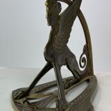 Lampe à kérosène dans le style Art Nouveau en laiton bruni, années 1920