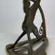 Kerosene lamp in the style in Art Noveau of burnished brass, 1920s
