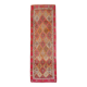 Red & Brown Geometric Vintage Runner Rug, 93x290Cm