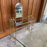 Vintage Dressing Table and Stool in Brass, 1950s, Set of 2