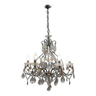Lustre bronze cristal rose années 1950