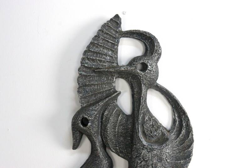 Brutalist Ars Munda resin wall decoration cranes - mid century modern