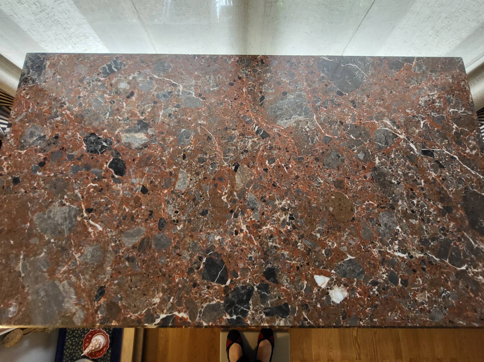 High sideboard in rosewood and marble slab, Louis XVI style, French