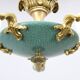 Art Deco six-light chandelier in chrome, brass and opaline glass