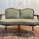 Sofa - Louis XV style bench in green velvet