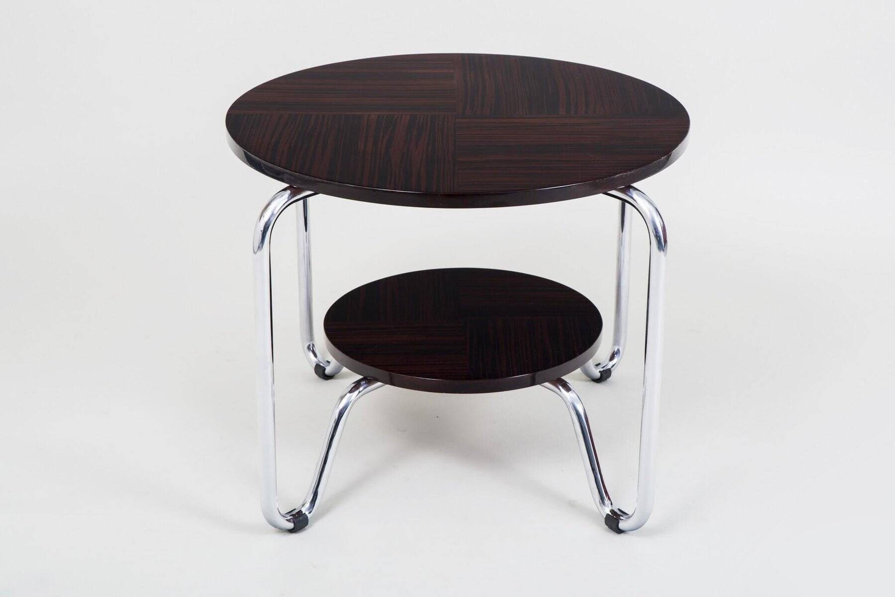 Bauhaus Coffee Table in Chrome and Macassar from Kovona, 1950s