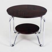 Table basse Bauhaus en chrome et Macassar de Kovona, années 1950.