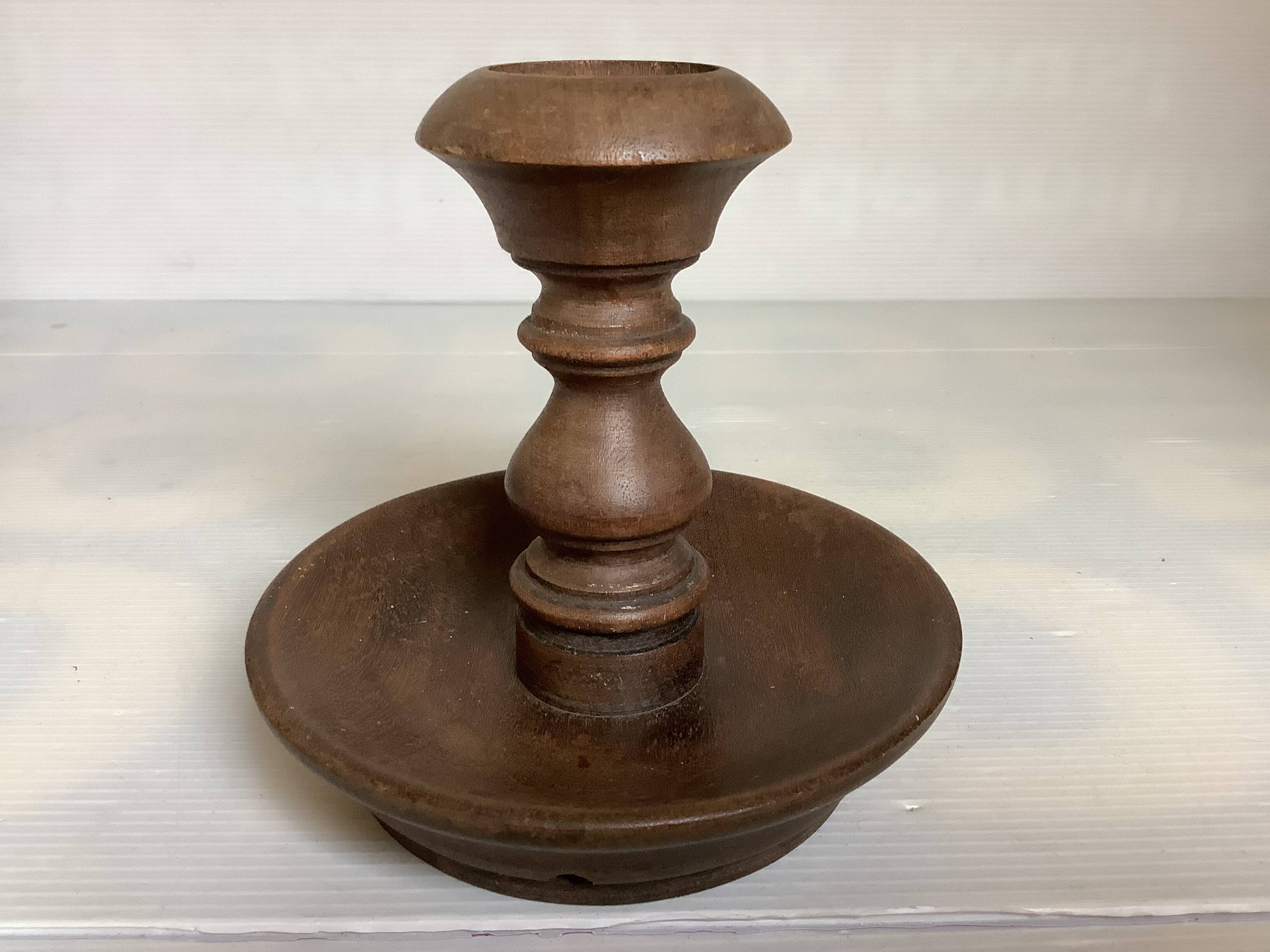 Wooden cellar rat candlestick