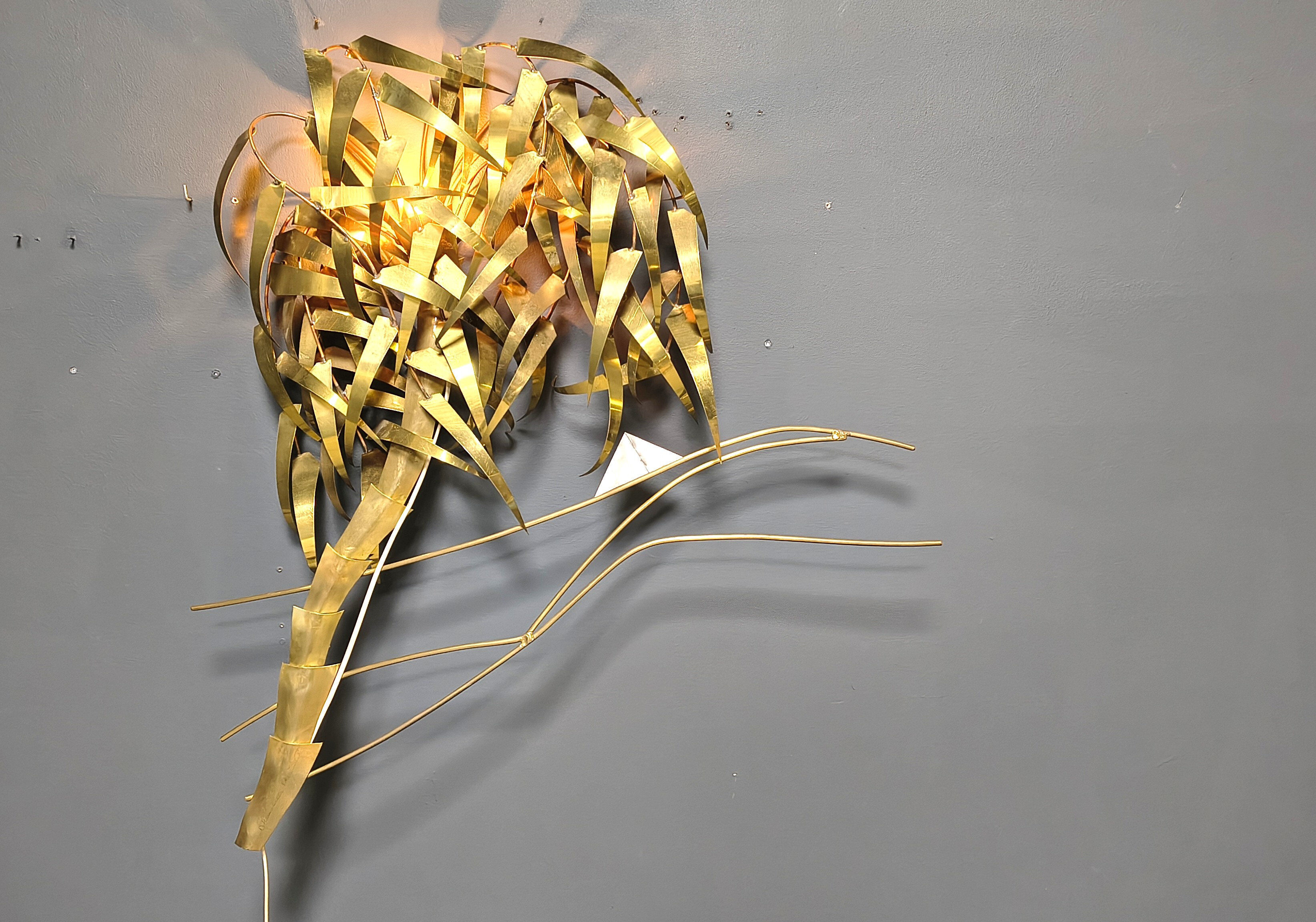 Palm tree wall light by Daniel D'Haeseleer, 1970s