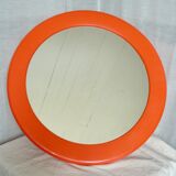 Round mirror Syla plastic orange vintage 1960-70