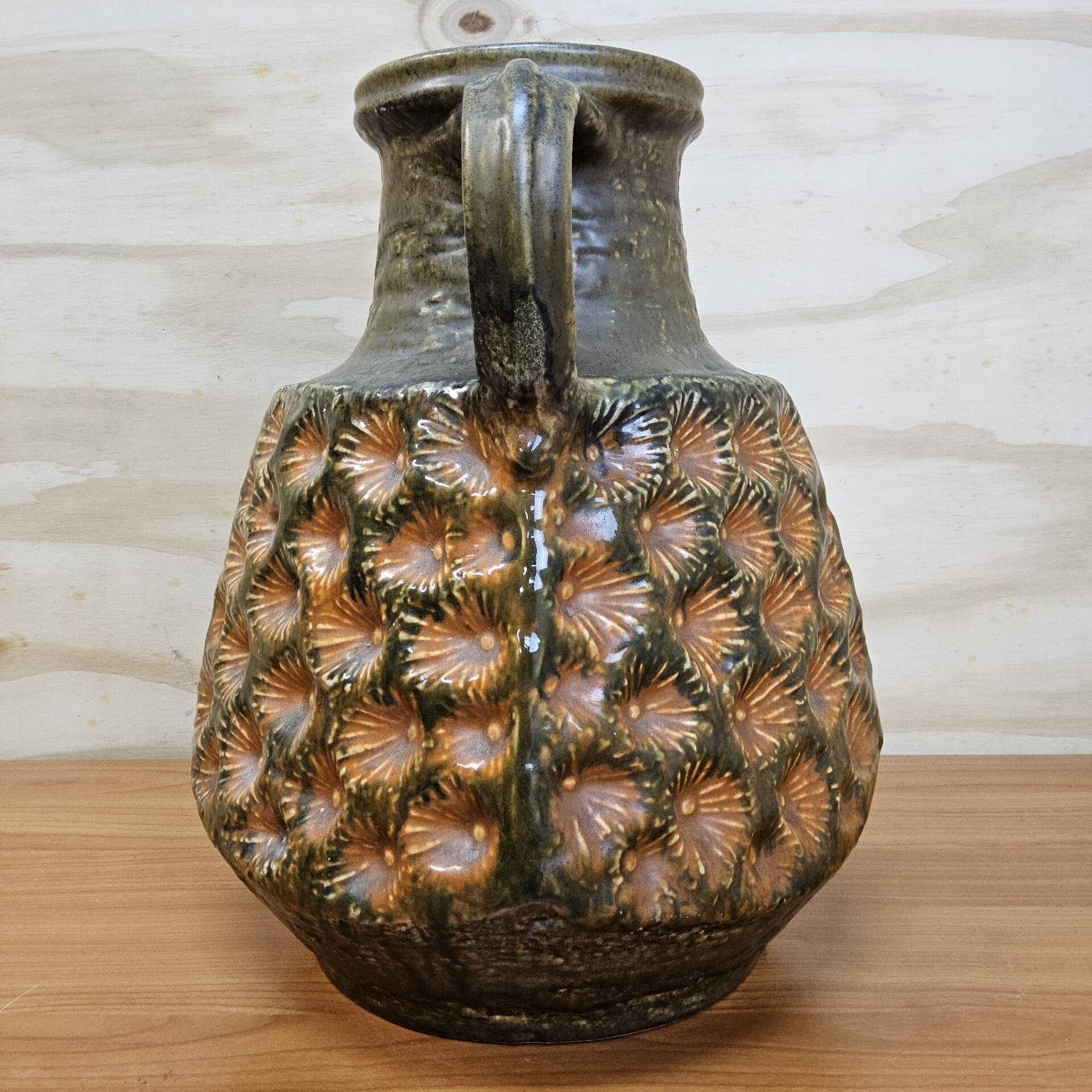 Vase vintage grand XXL Allemagne de l'Ouest Jasba 1667/35 orange