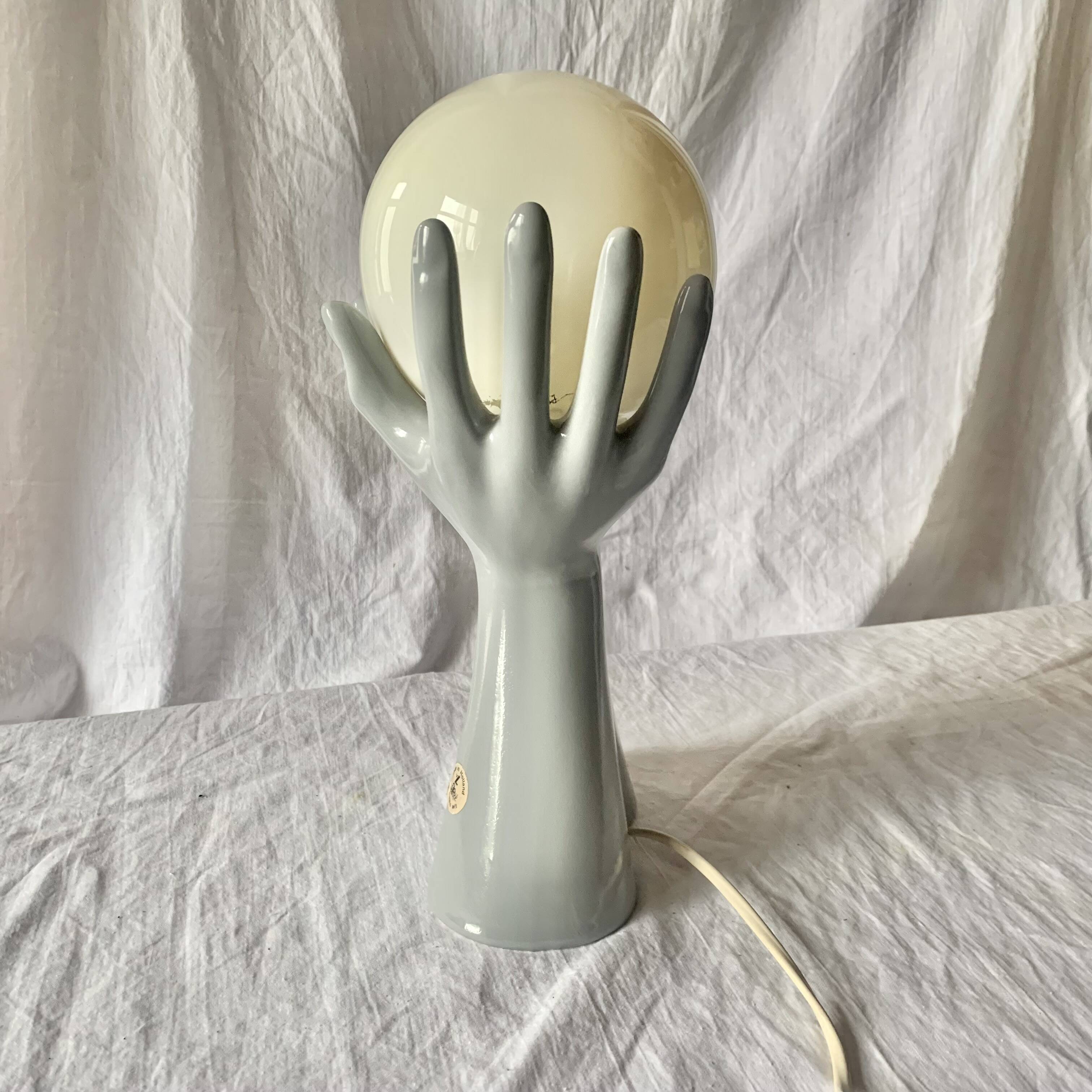 Vintage ceramic "hands" lamp - Wit Delfts - Made in Holland