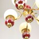 Mid-Century Italian Brass, Opaline & Ceramic Chandelier