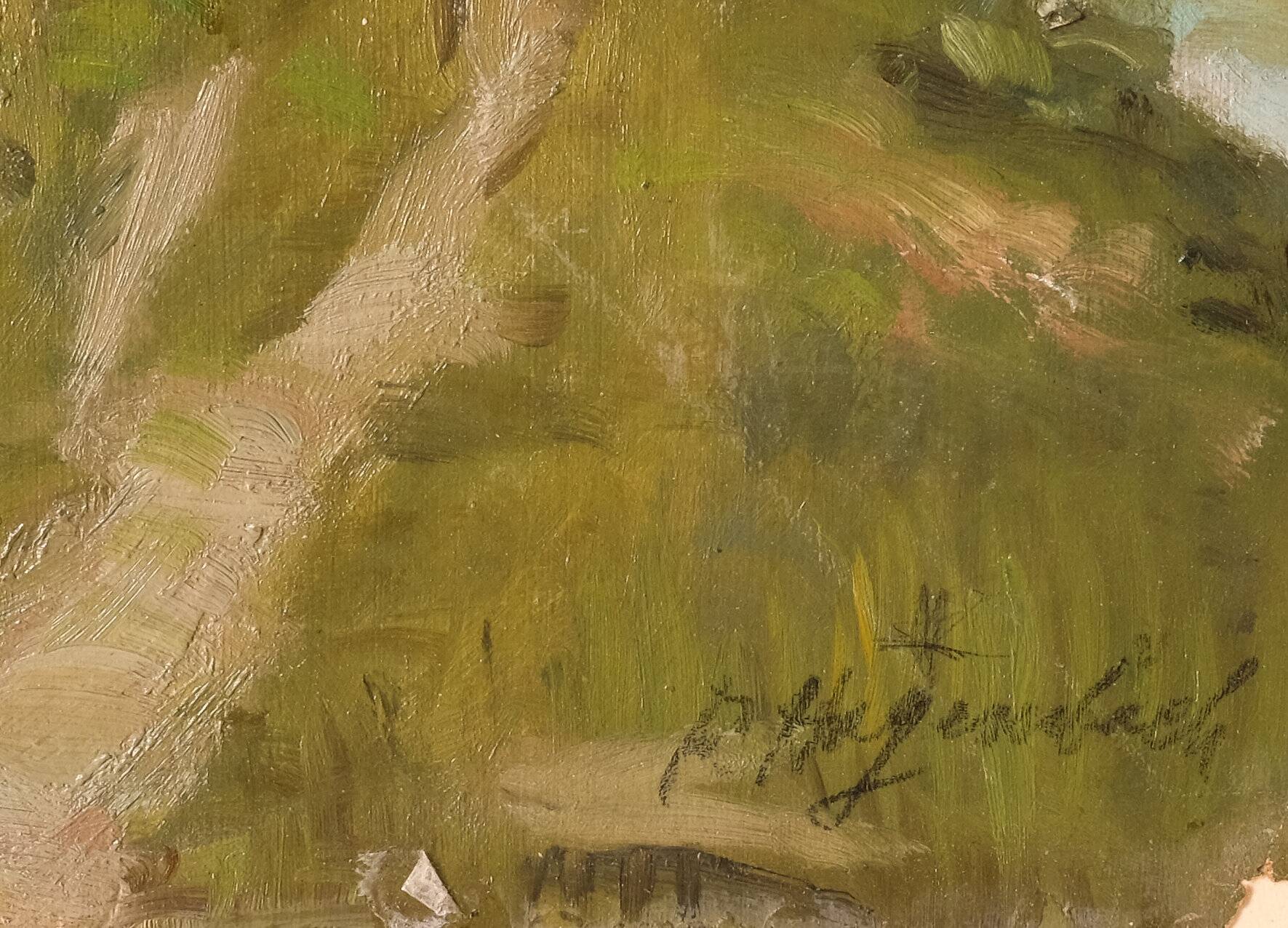 Painting path to the forest landscape