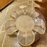 Rattan flower coffee table