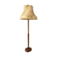 Vintage retro teak floor standard lamp / large fringed floral shade