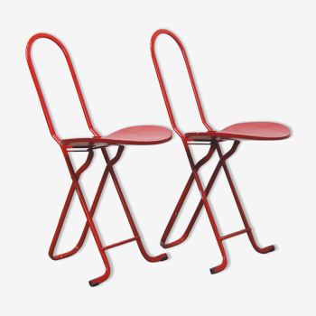 Pair of folding chairs Thema model "Dafne" by Gastone Rinaldi 1970s