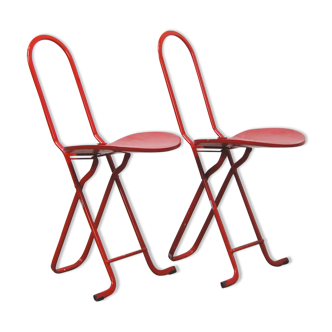 Pair of folding chairs Thema model "Dafne" by Gastone Rinaldi 1970s