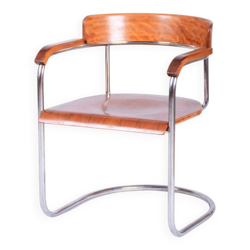 Bauhaus Armchair in Walnut and Beech by H. Gottwald, 1930s
