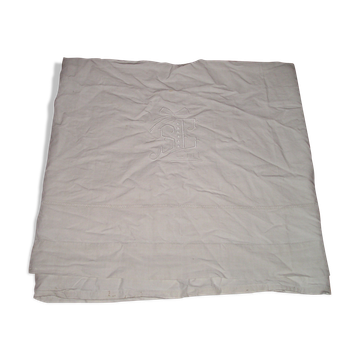 Drap ancien en lin ou métis à 2 rangées chiffré SC