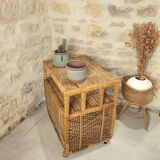 Wicker storage cabinet