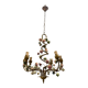 Italian Tole Ceramic Flower Chandelier, 1960s