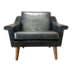 Black leather armchair "Scandinavian design" 1950.