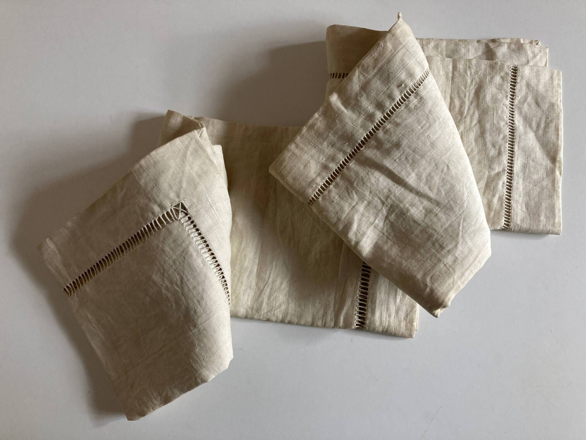 Pair of woven raw linen canvas pillowcases