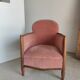 Armchair art deco pink velvet trim