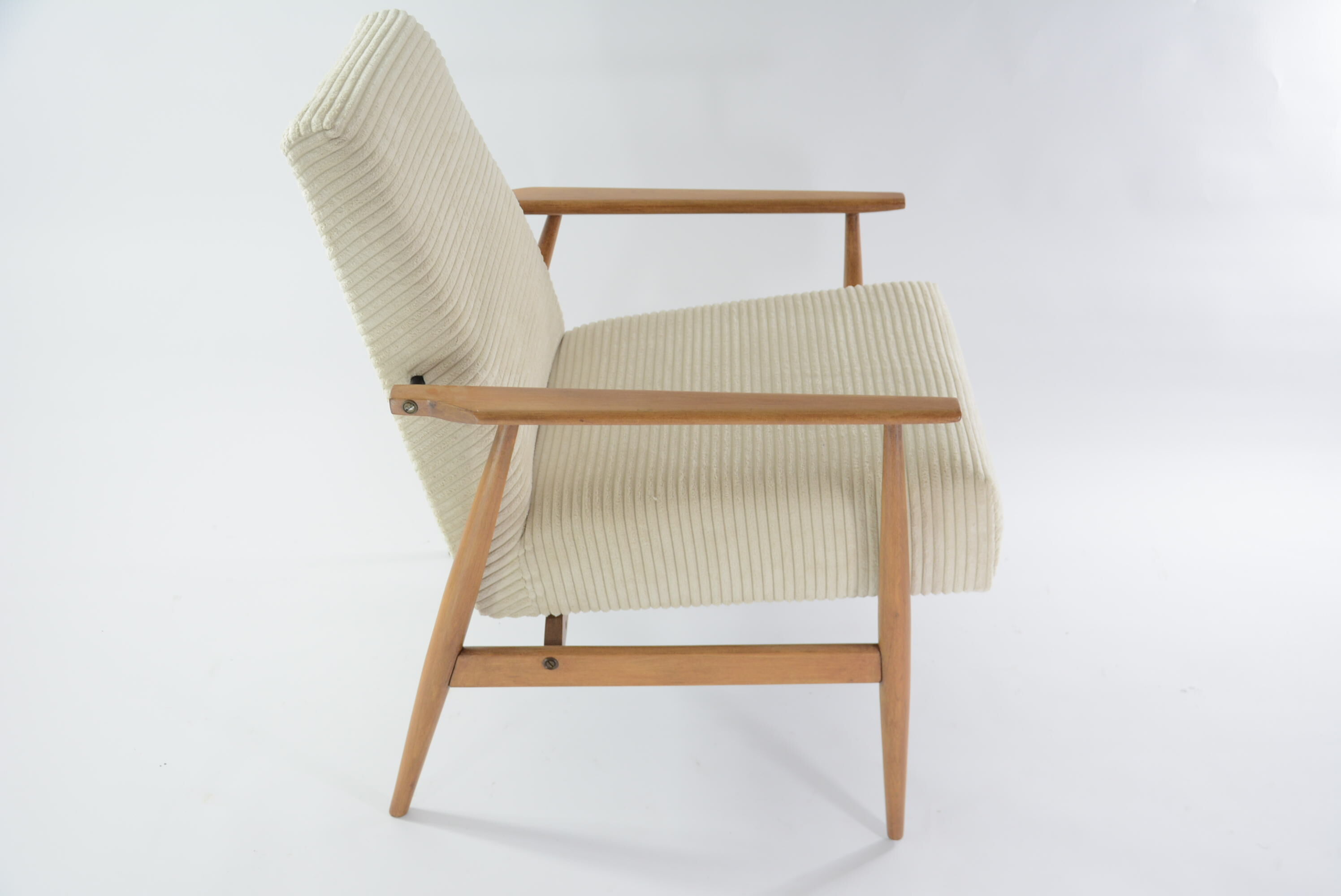 Fauteuil fox velours côtèle crème