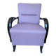 Art Deco armchair in plum fabric and black lacquered wood, 1920s.