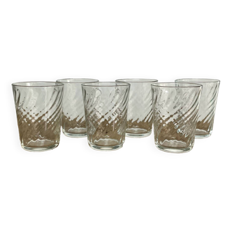 6 twisted Arcoroc glasses