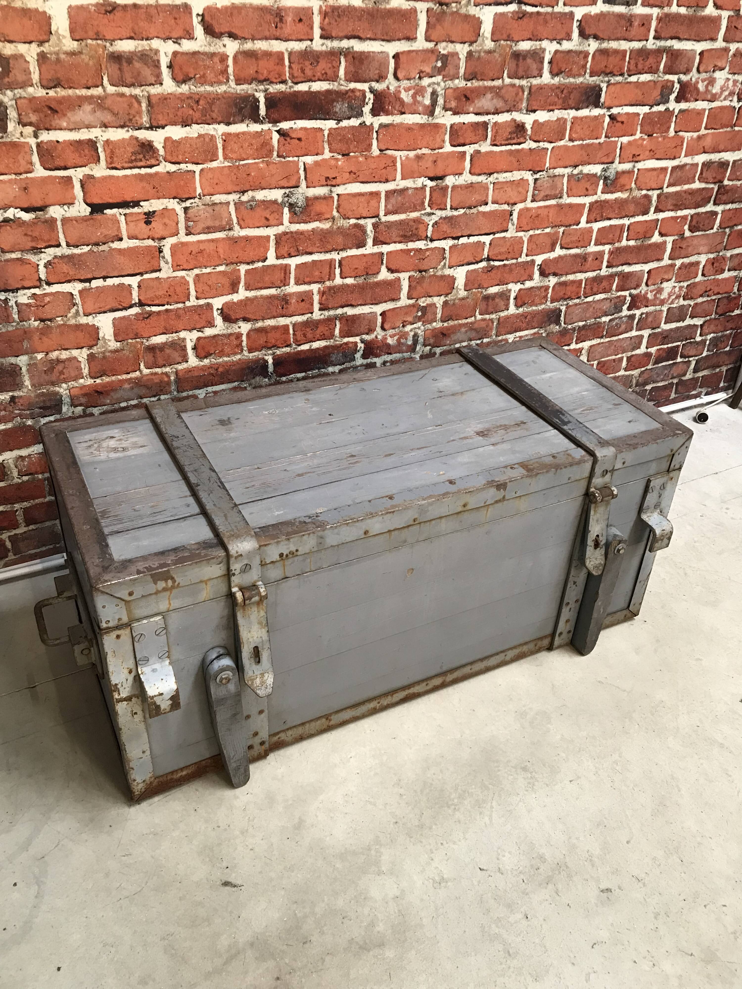 Wooden military transport trunk
