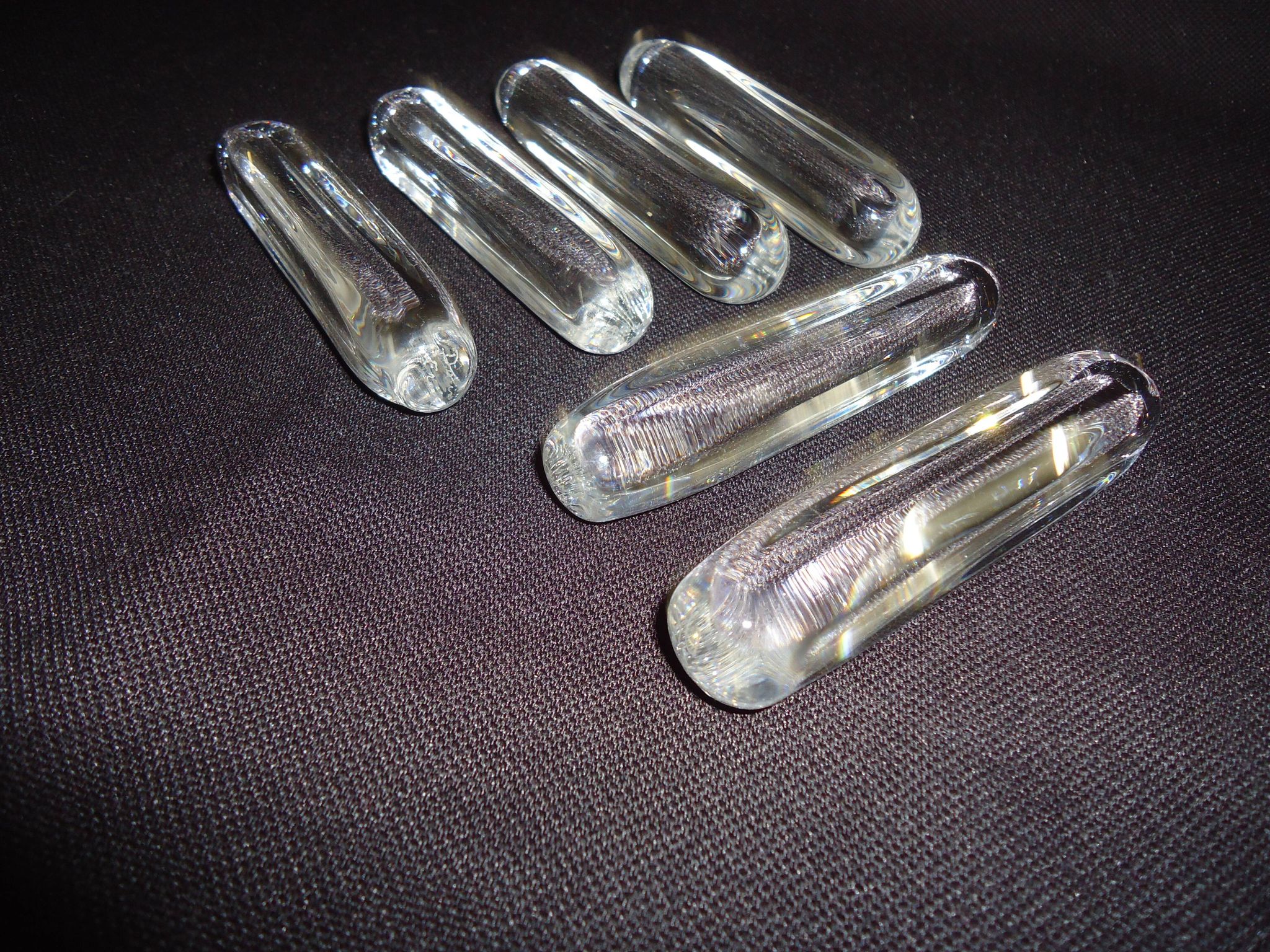 Set of six crystal knife rests, signed DAUM