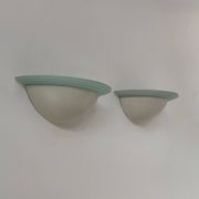 Pair of vintage half-moon wall lights, perspex and white metal, France, 1970.