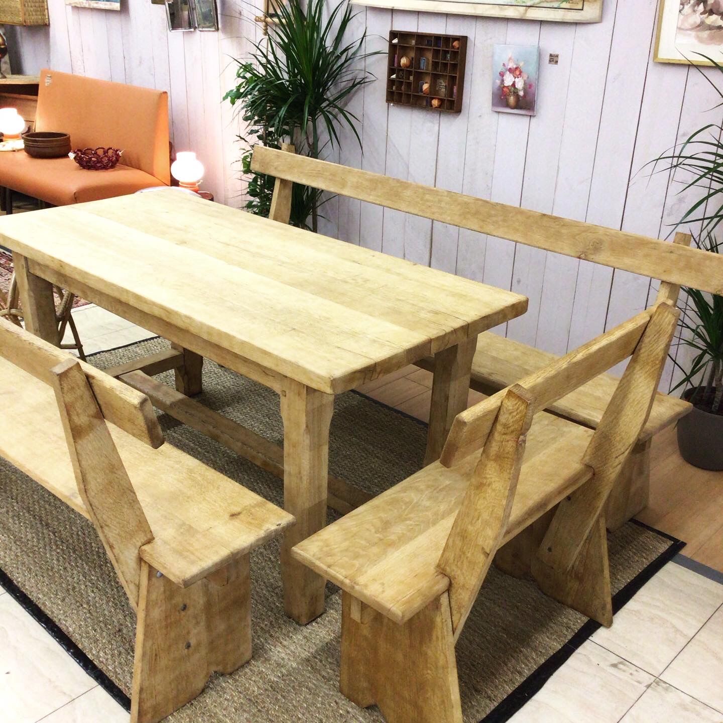 Farm table and 3 benches