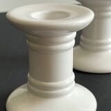 Pair of White Ceramic Candlesticks