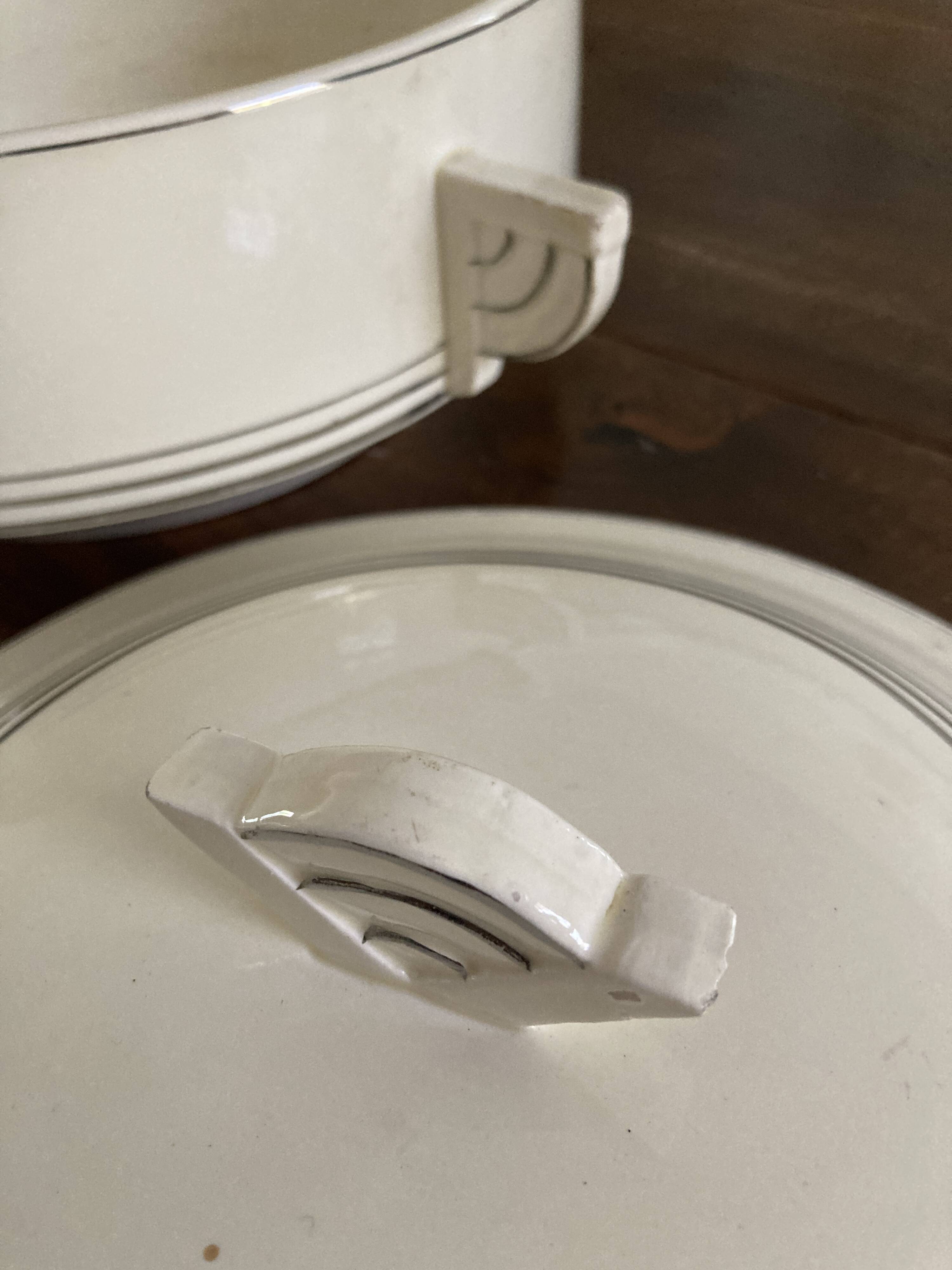 Art Deco Soup Tureen - Cream White