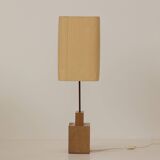 Maison Regain lamp in solid elm and its original lampshade Circa 1980