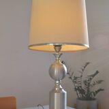 See delmas lamp 70's with fabric and metal lampshade