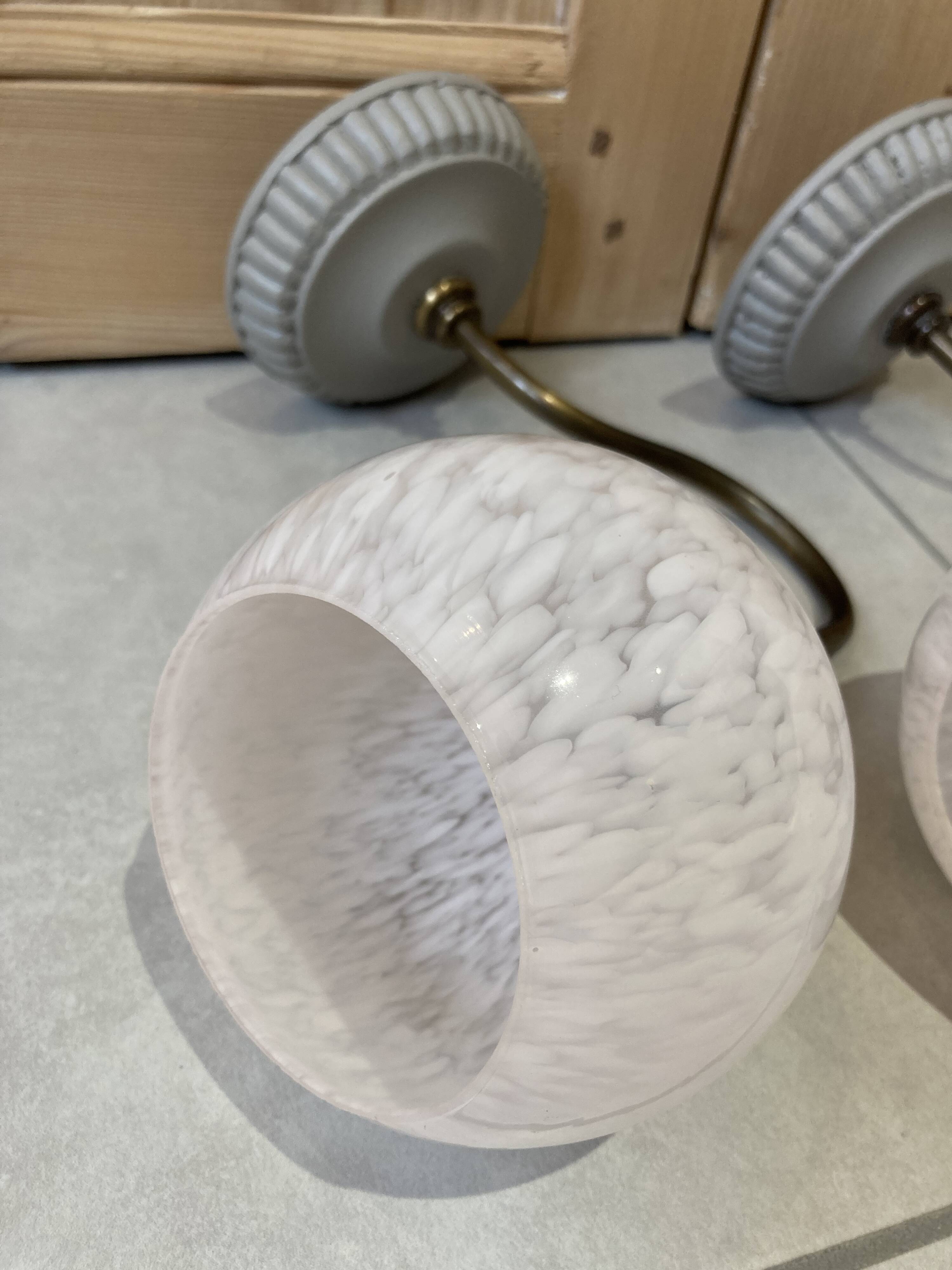 pair of pink Clichy glass wall lights