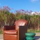 Vintage leatherette brown Art deco style chair 1950s