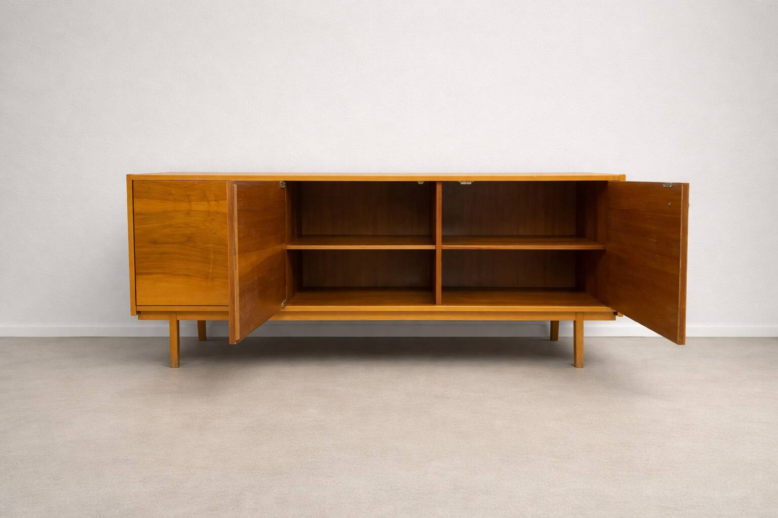 Mid-century modern Scandinavian style sideboard in warm wood veneer, 1960s–1970s