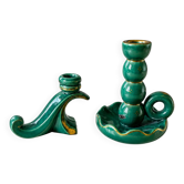 Set of bohemian art deco ceramic candle holders.