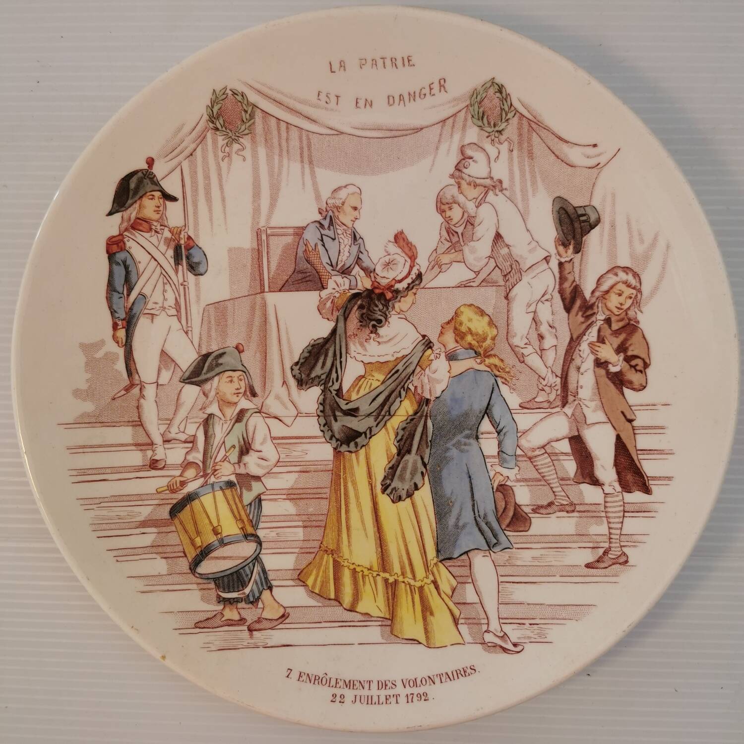 Pair of French Revolution Theme plates from the Sarreguemines Manufacture Late 19th century