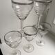 Set of 5 wine glasses in engraved crystal and silver edging 50s